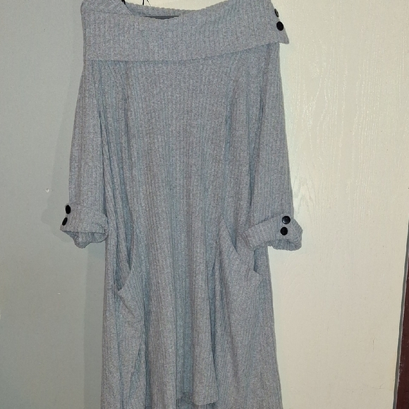 Robbie Bee Gray Long Sleeve Dress - Picture 1 of 1